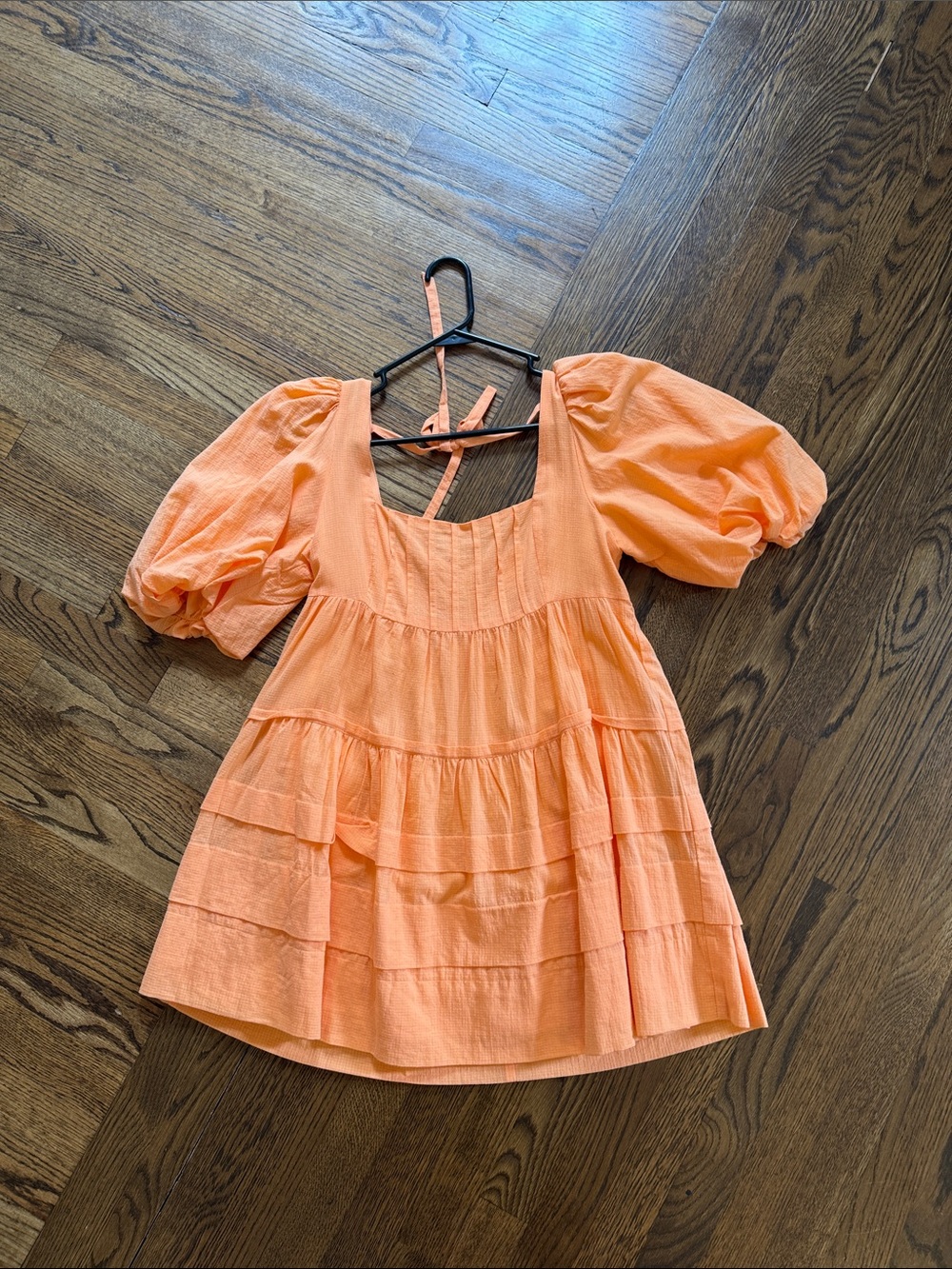 Anthropologie Tiered Mini Dress Puff-Sleeve